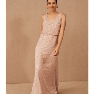 BHLDN blush beaded bridesmaid dress